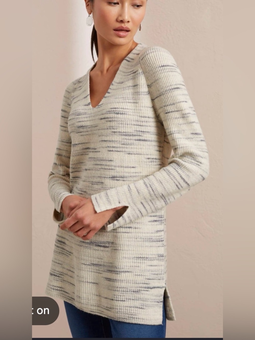 J. Jill purejill space dye tunic in ivory/gray, size medium tall